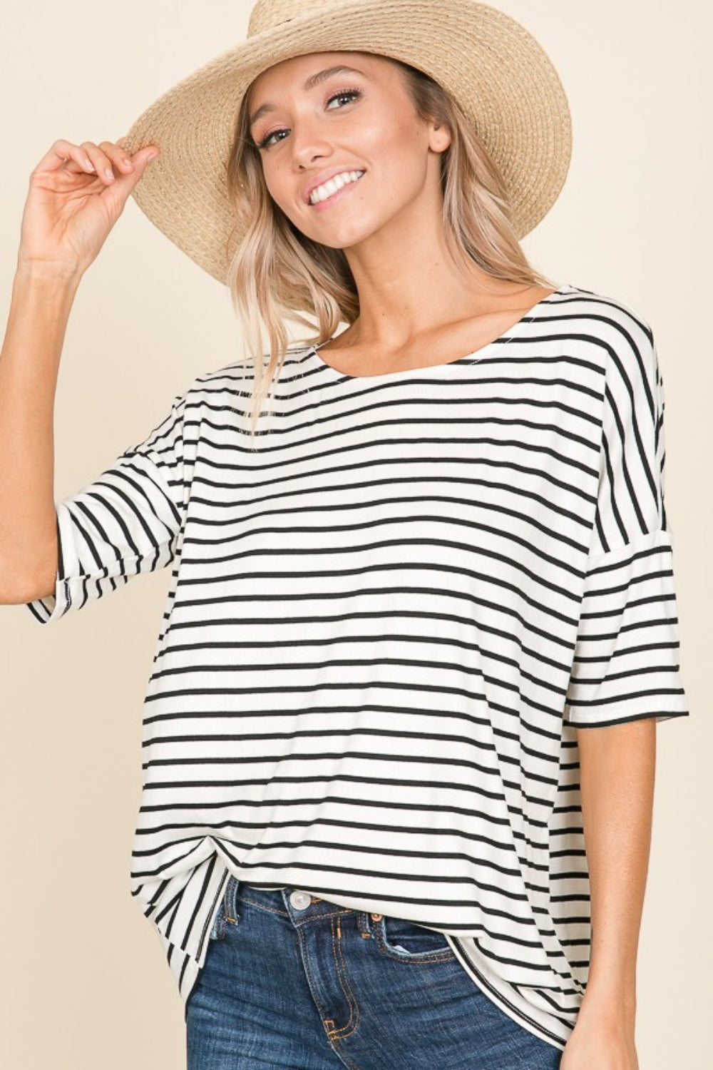 Ivory/Black Striped T-Shirt