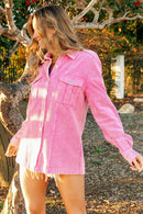 Pink Button Up Corduroy Shacket