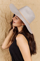 Grey Straw Braided Sun Hat