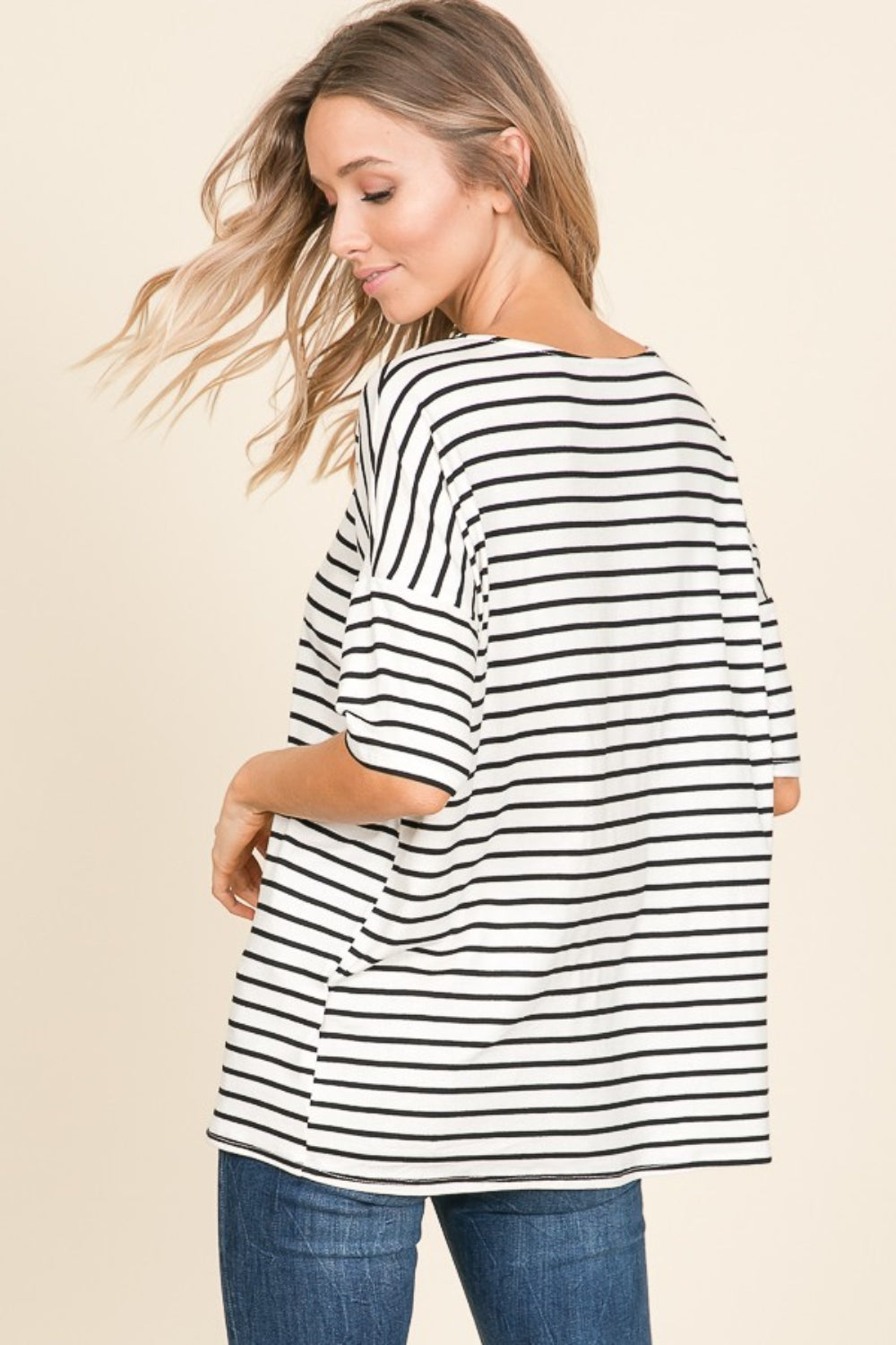 Ivory/Black Striped T-Shirt