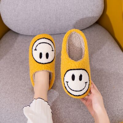 Yellow/White Smiley Face Slippers