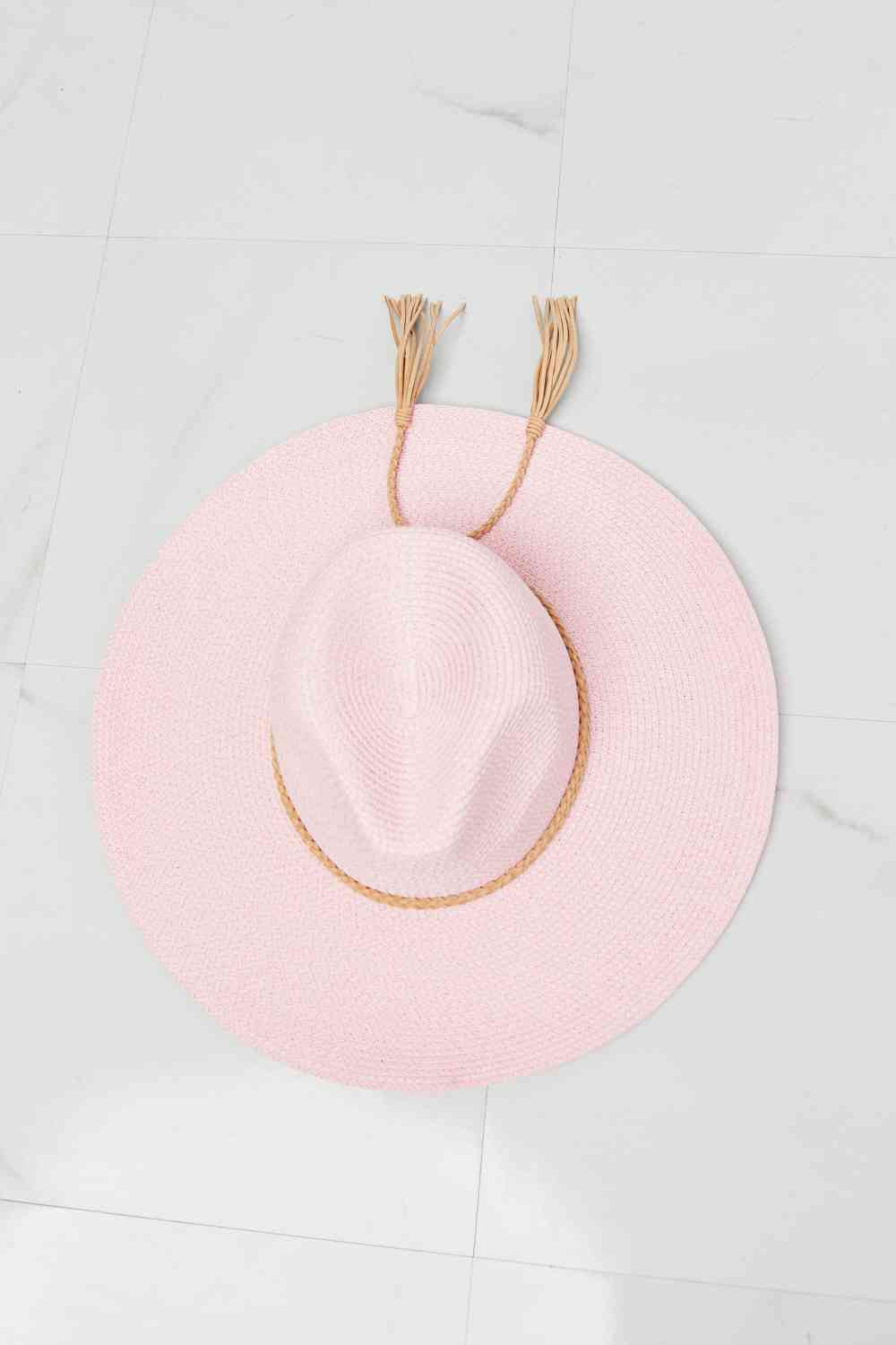 Pink Boho Straw Hat
