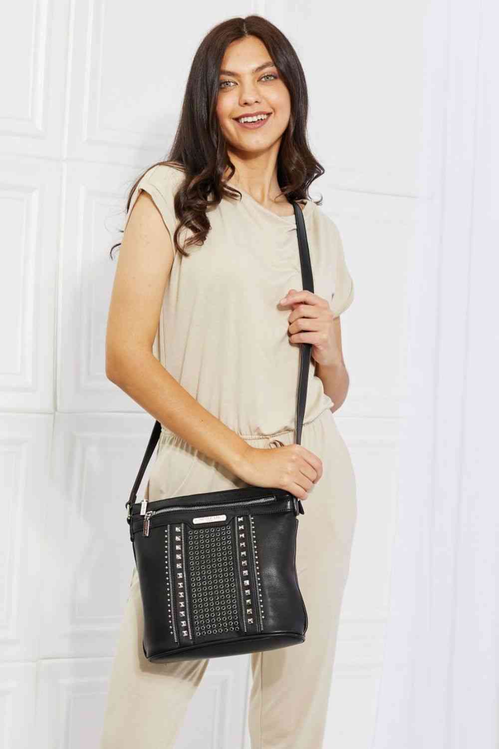 Faux Leather Studded Crossbody Bag