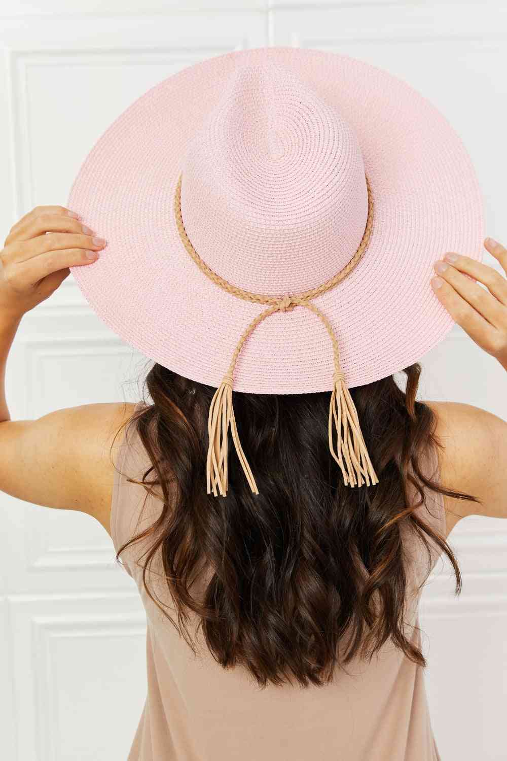 Pink Boho Straw Hat