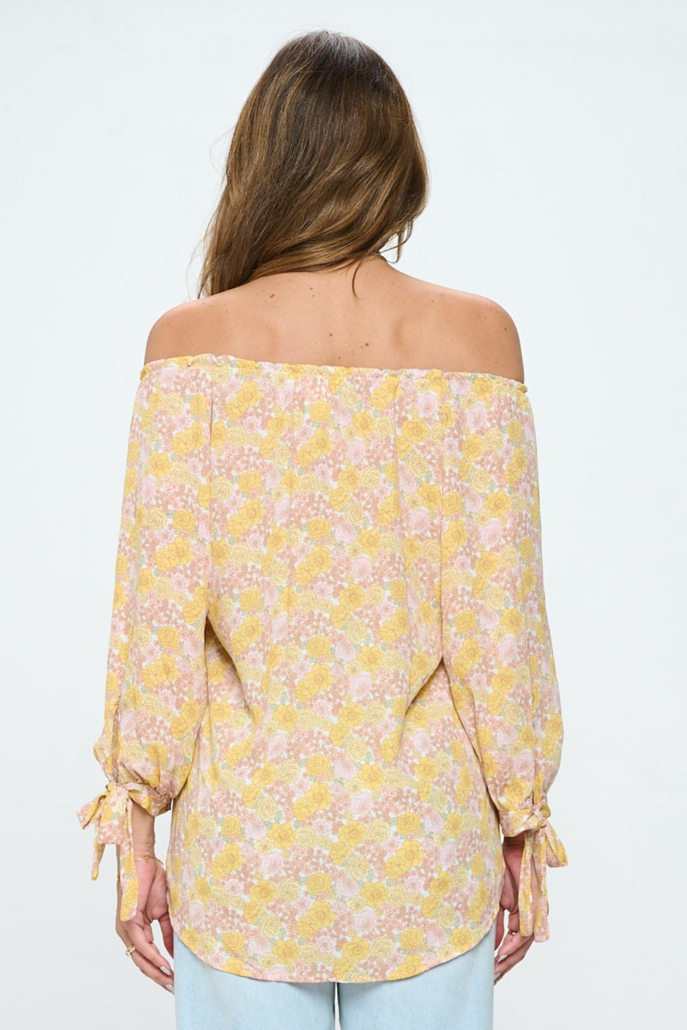 Yellow Floral Off-Shoulder Blouse