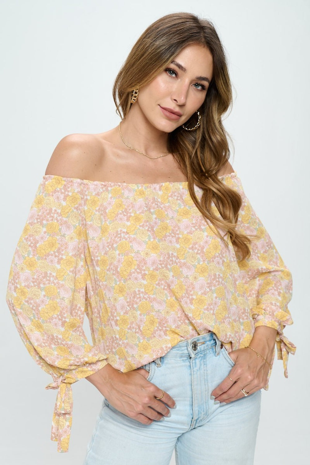 Yellow Floral Off-Shoulder Blouse