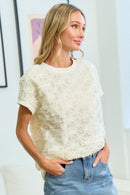 Ivory Mesh Flower Top