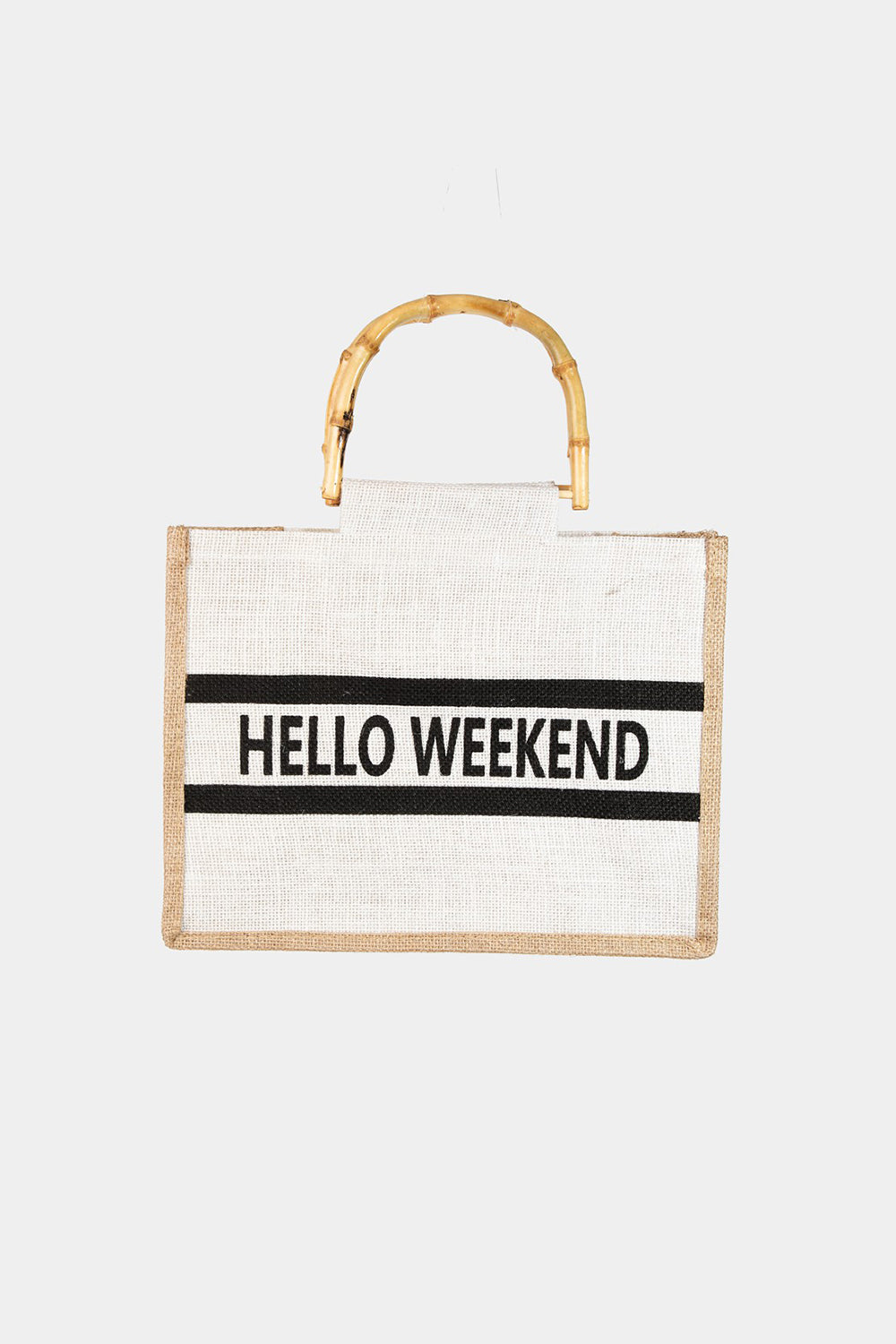 Bamboo Handle "Hello Weekend" Tote Bag