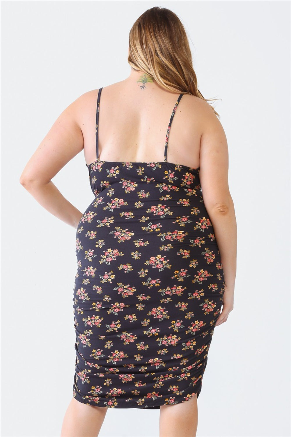 Ruched Floral Square Neck Cami Dress