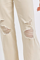 Bone High Waist Distressed Wide Leg Jeans