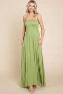 Olive Green Smocked Maxi Dress