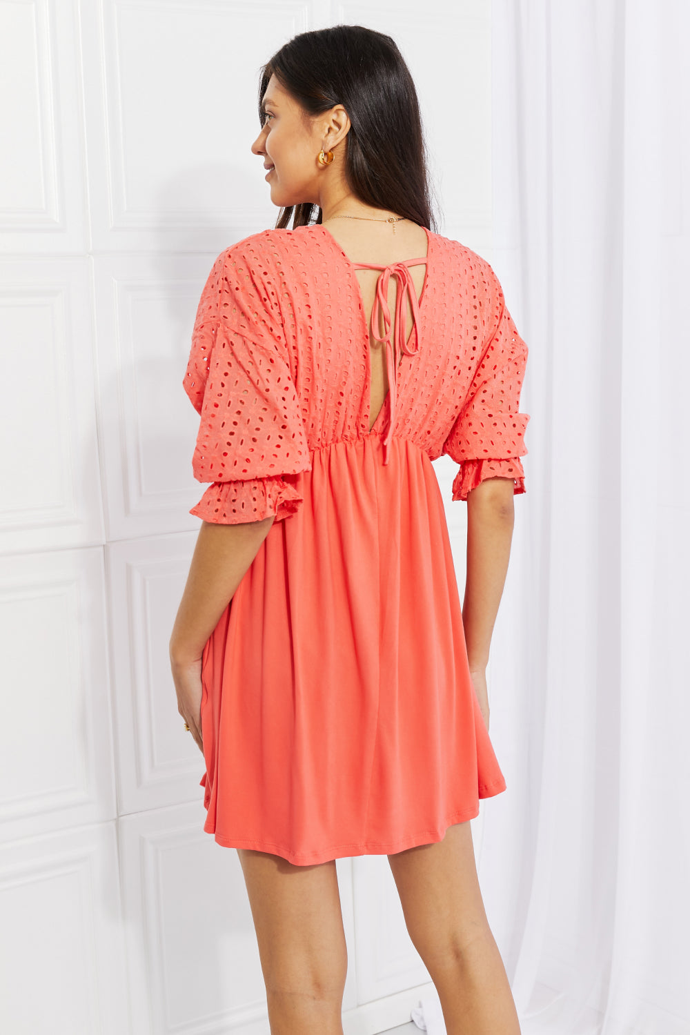 Coral eyelet dress hotsell