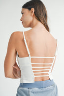 White Strappy Back Cropped Cami