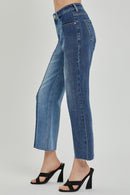 Mid-Rise Waist Two-Tones Jeans with Pockets