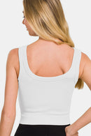 White Ribbed Cropped Tank