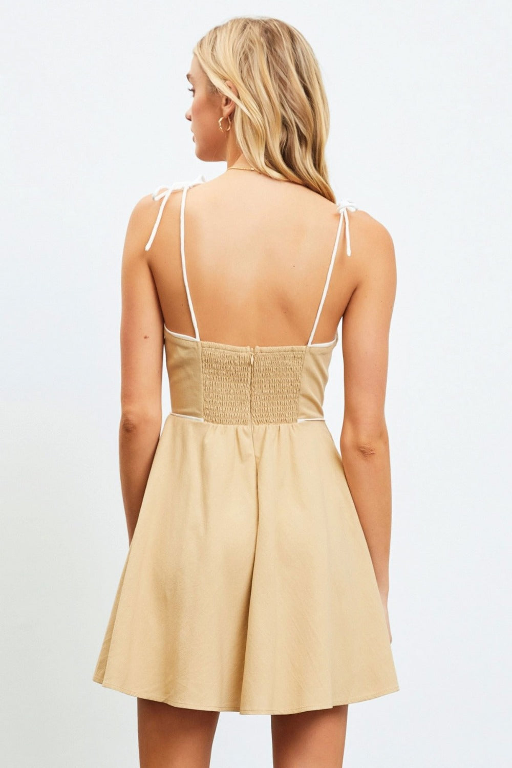 Taupe Contrast Piping Cami Mini Dress