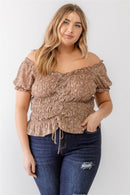 Ruched Off-Shoulder Short Sleeve Blouse