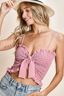 Rose Smocked Ribbon Detail Cami