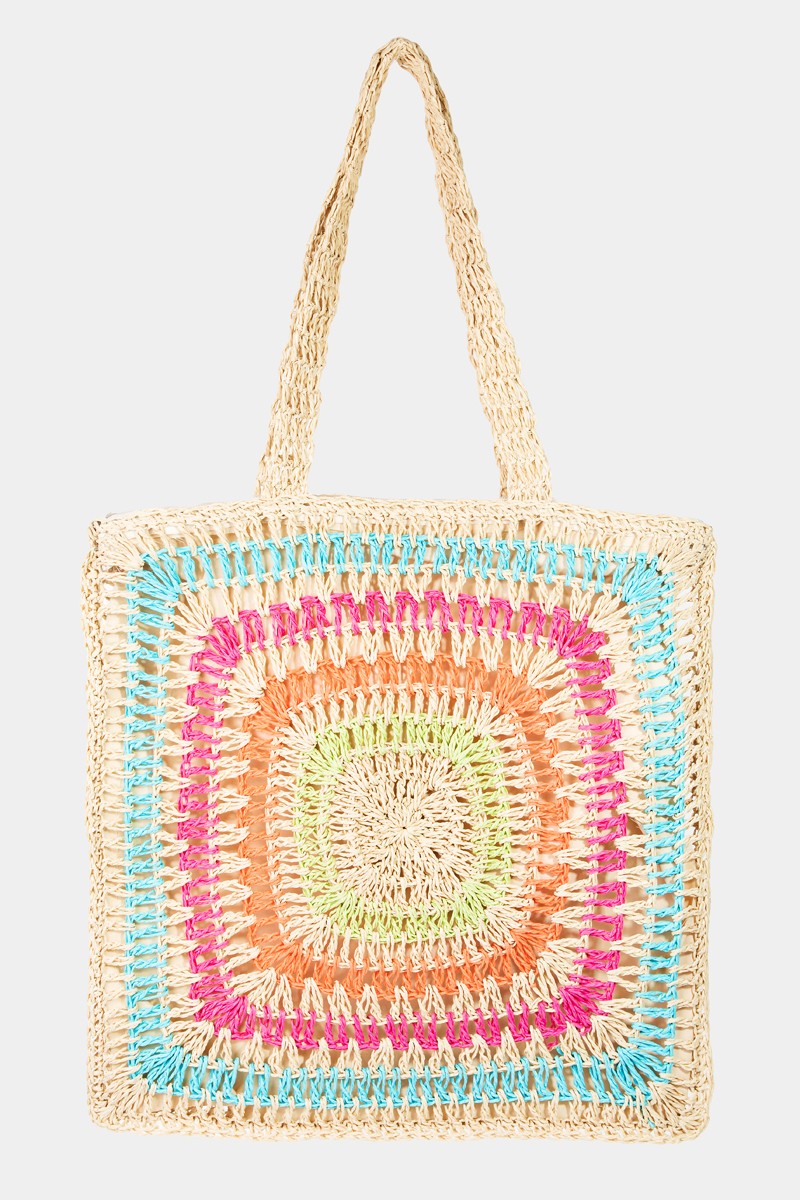 Rainbow Crochet Knit Tote Bag