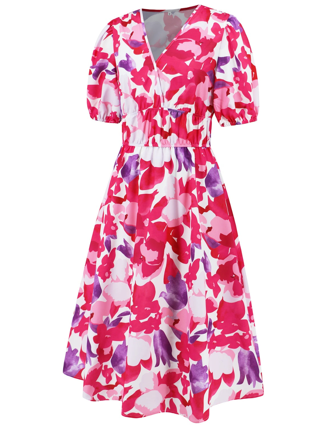 Floral Printed Short Sleeve Midi Dress