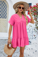 Ruched Tiered V-Neck Mini Dress