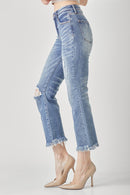 Eva High Waist Distressed Cropped Bootcut Jeans
