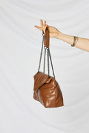 Brown Faux Leather Chain Handbag