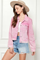Sasha Pink Cropped Denim Jacket
