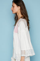 White Open Front Lace Detail Cardigan