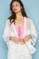 White Open Front Lace Detail Cardigan