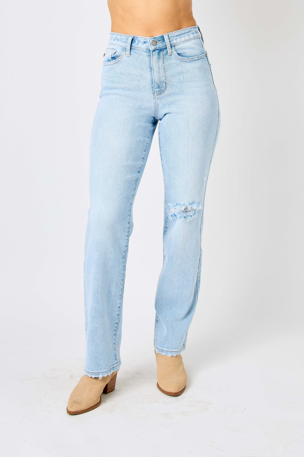 Tayla High Waist Distressed Straight Jeans