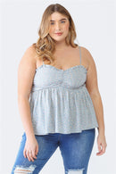 Frill Smocked Floral Sweetheart Neck Cami