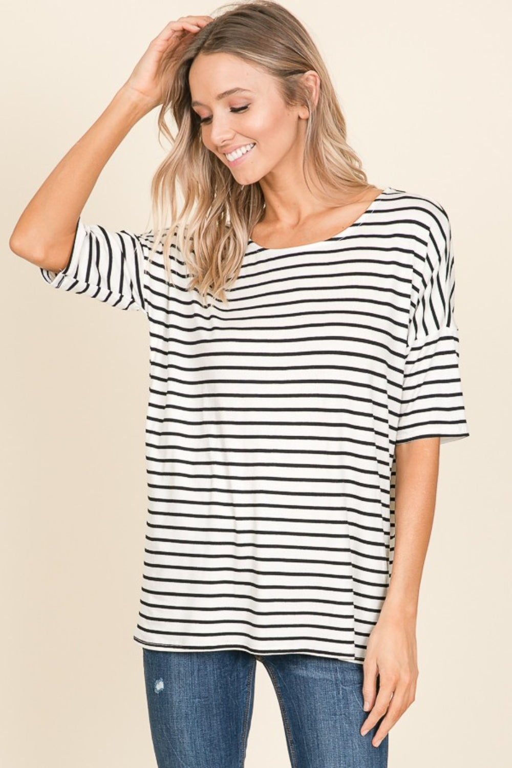 Ivory/Black Striped T-Shirt
