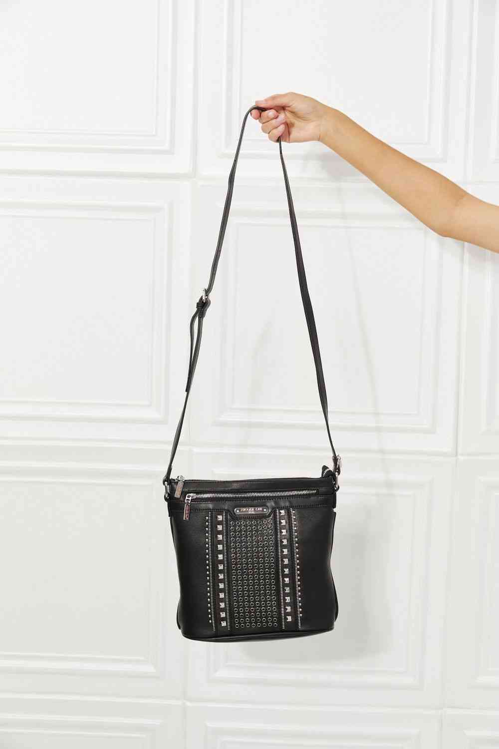 Faux Leather Studded Crossbody Bag