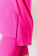 Hot Pink V-Neck T-Shirt and Biker Shorts Set