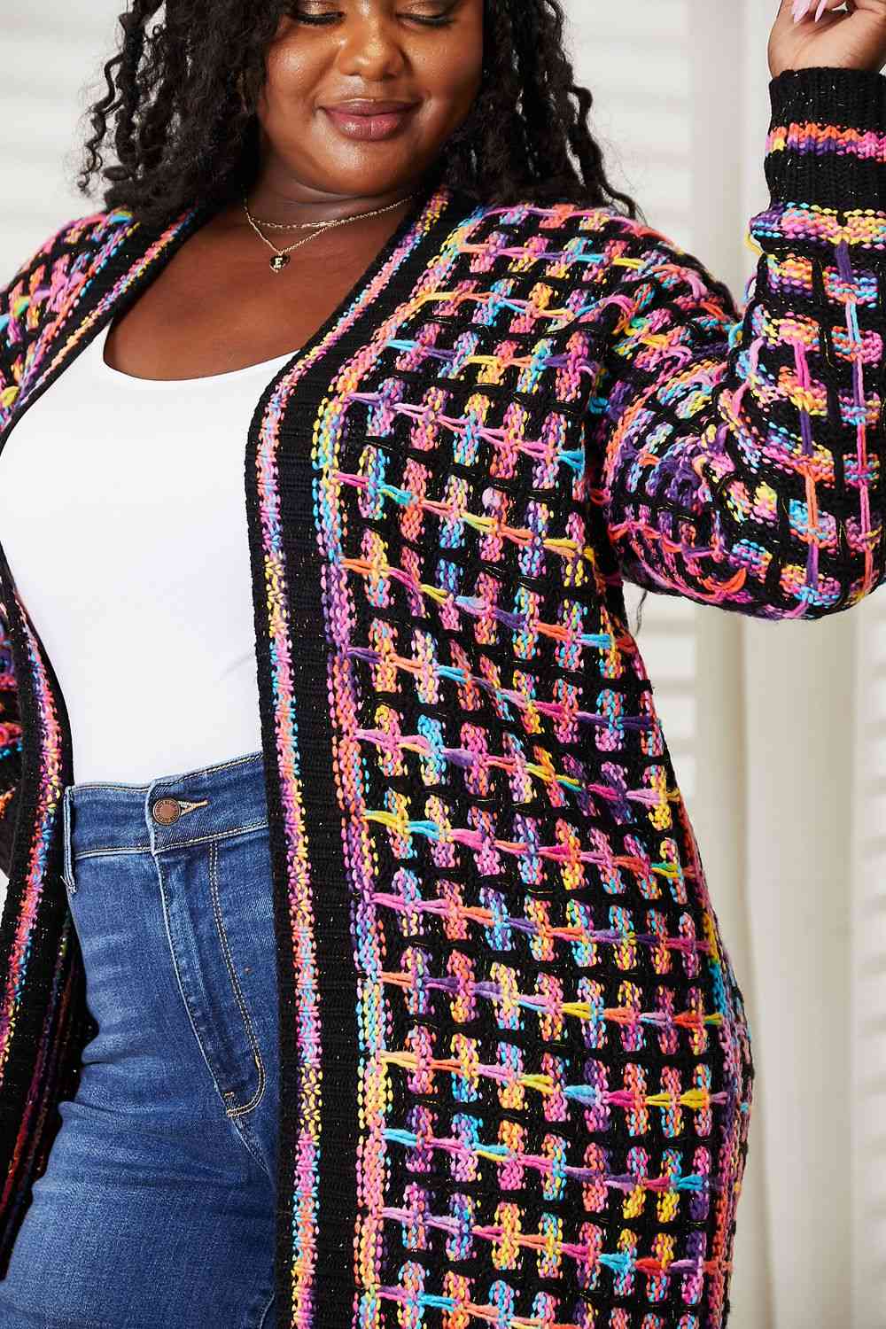 Long multi coloured cardigan best sale