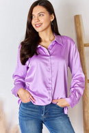 Lavender Satin Button Down Shirt