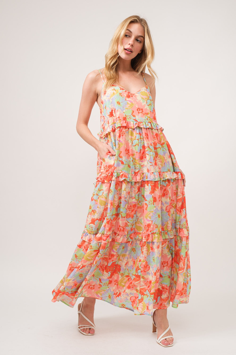 Floral Ruffled Tiered Maxi Dress