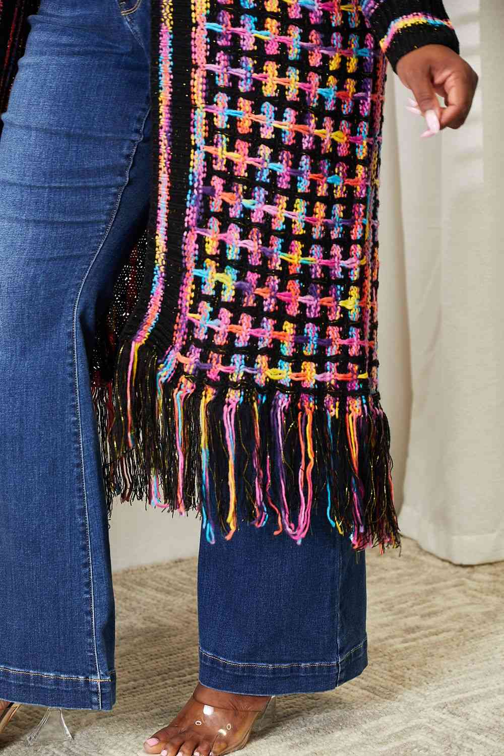 Multicolor fringe sweater best sale