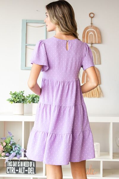 Lilac Swiss Dot Short Sleeve Dress