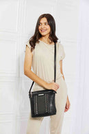 Faux Leather Studded Crossbody Bag