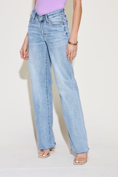 V Front Waistband Straight Jeans