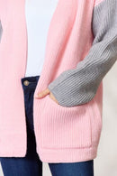 Pink/Grey Colorblock Cardigan