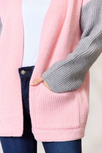 Pink/Grey Colorblock Cardigan